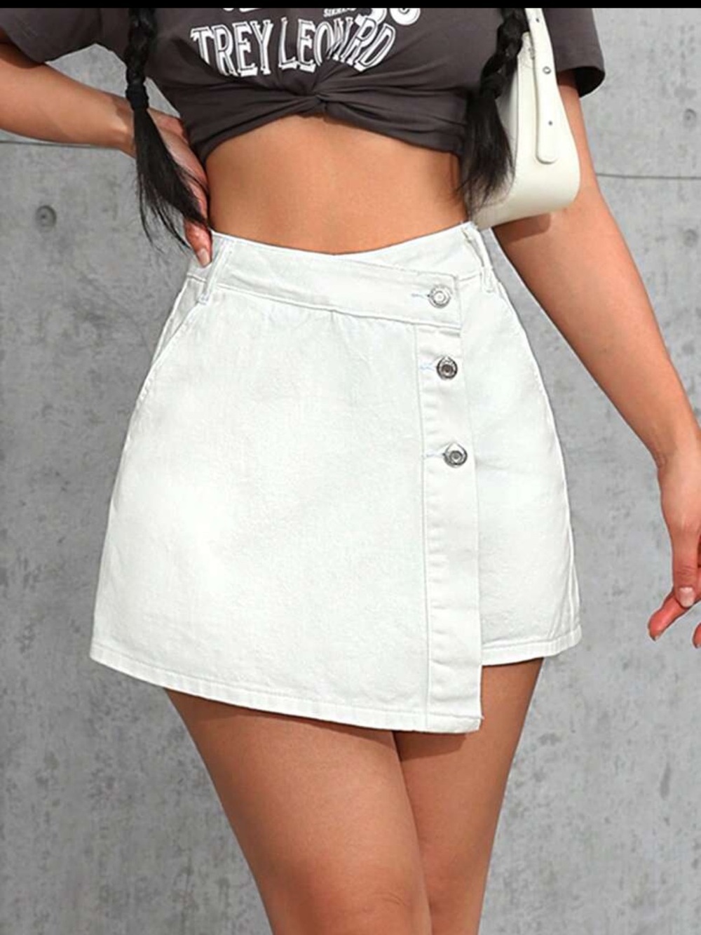 Shein white jean skort size small